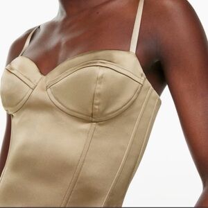 Aritzia Gold Dazzle Satin Bustier Corset size 10